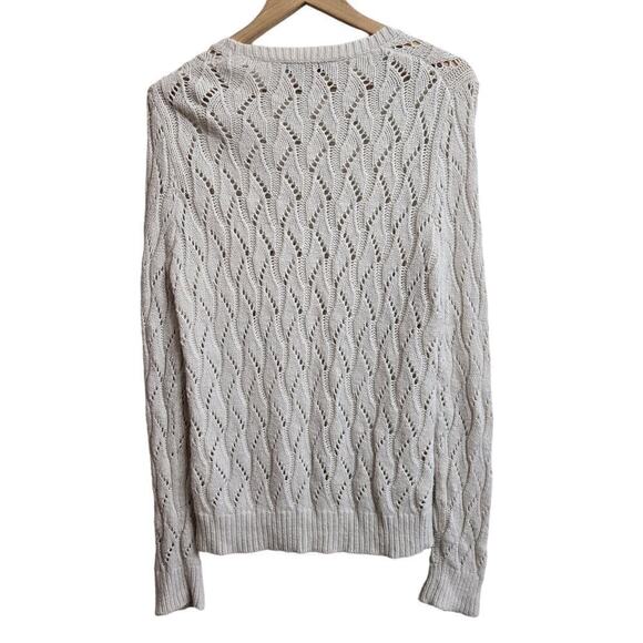 LOFT Open Knit Sweater Large Wool Rabbit Hair Blend Quiet Luxury Classic Preppy - Picture 5 of 10